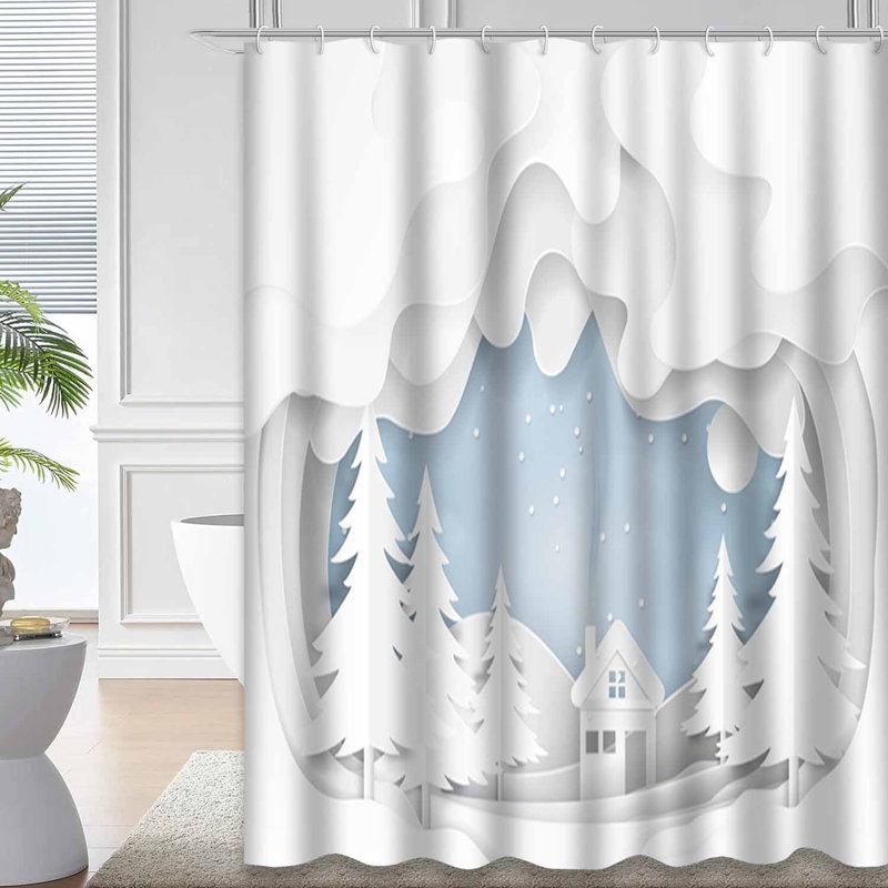 Rideau de douche avec 12 crochets White House Snow Winter Merry Christmas, L 72 po x l 72 po