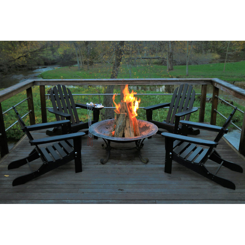 Chaise Adirondack pliante en plastique / résine Leighton, Noir