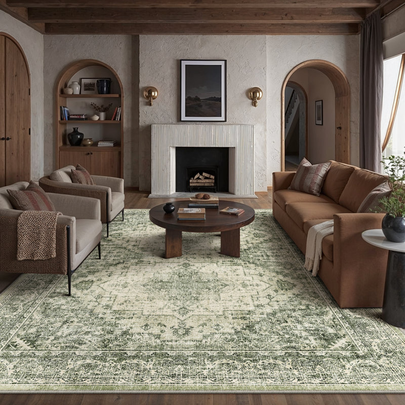 Savana Vintage Oriental Green Area Rug, Rectangle 7'9" x 9'9"
