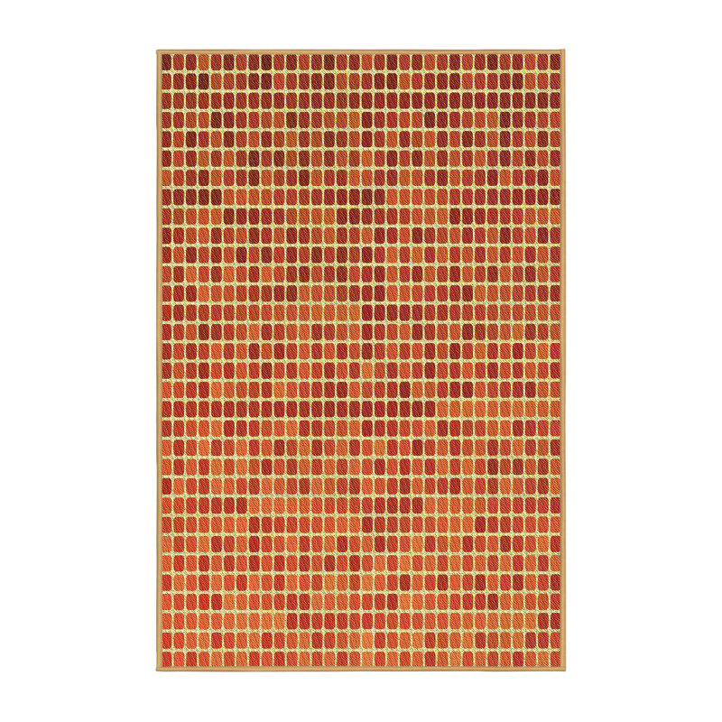 Tapis orange à motif géométrique, Rectangle 5 pi x 8 pi