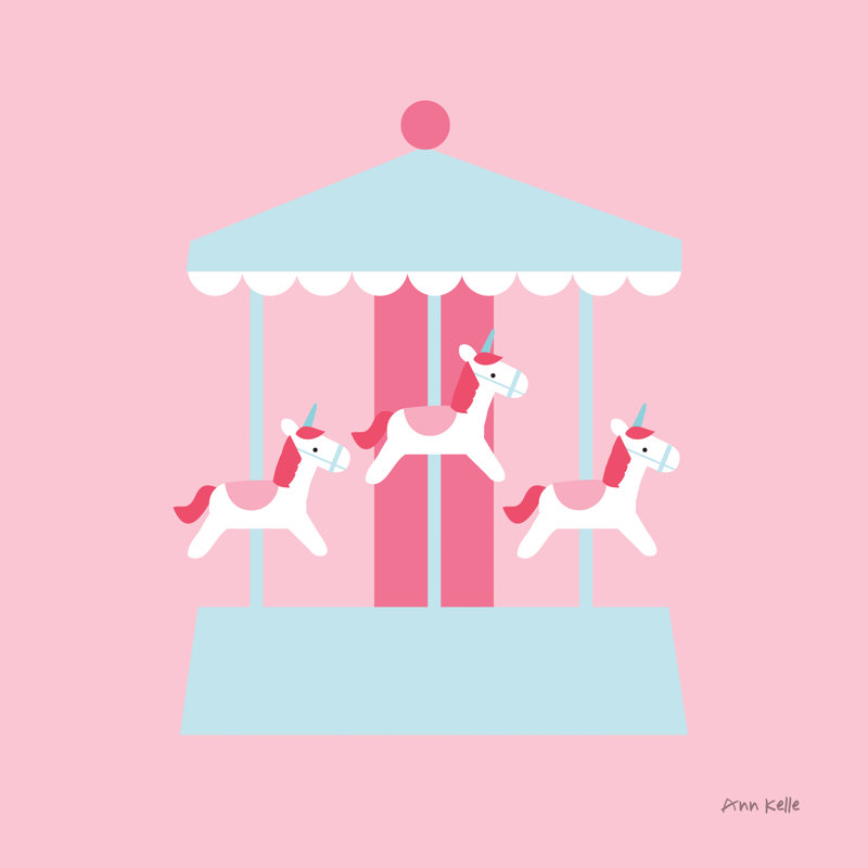 «Merry Go Round» par Ann Kelle - reproduction d'art sur toile tendue, H 20 po x l 20 po, Toile tendue, Non