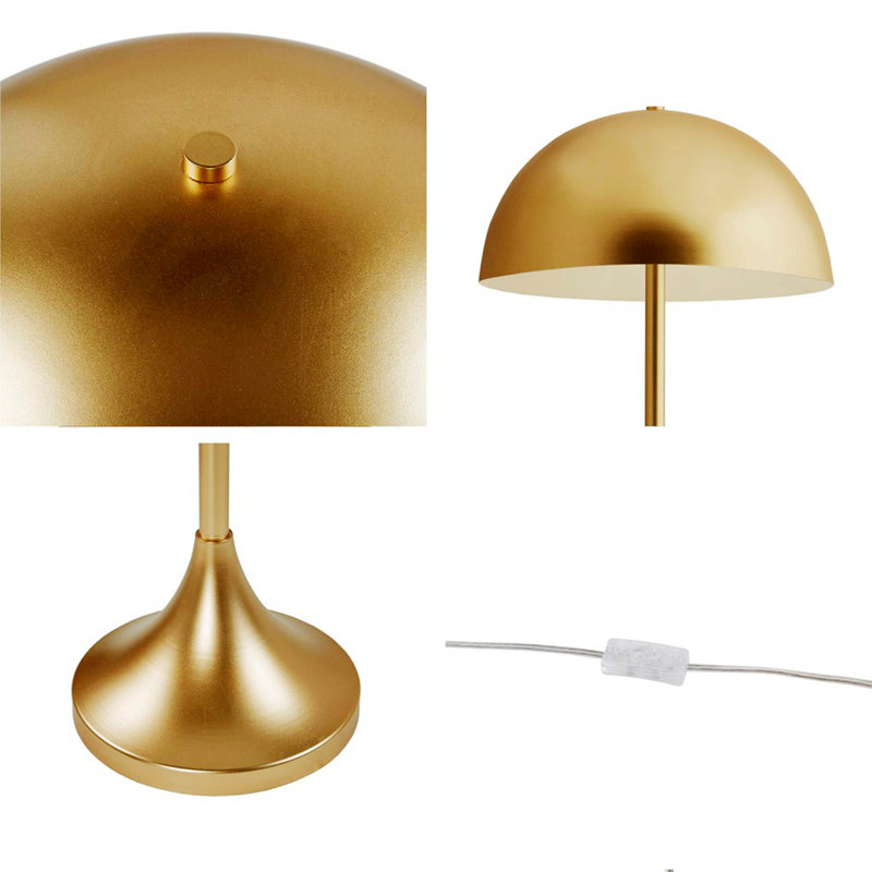 Gold Dome-Shaped 2-Light Iron Table Lamp with Switch Control