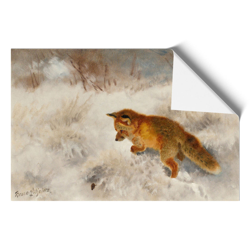 Fox in the Snow by Bruno Liljefors - Frameless Print, 30cm H x 42cm W x 0.1cm D