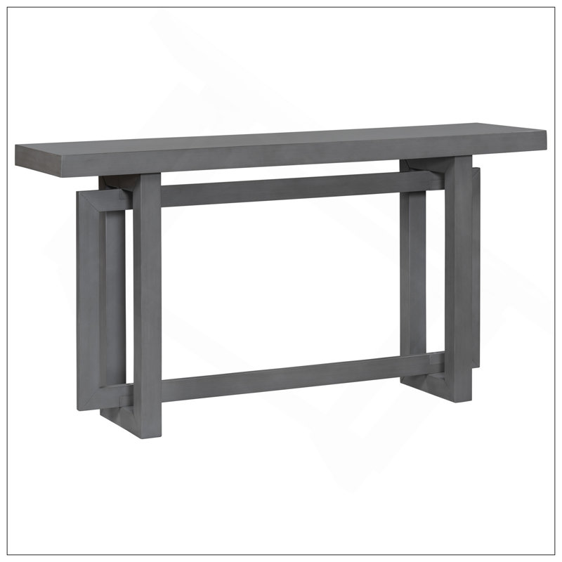 59.1'' Painted Entryway Table With Pine Veneer,Unique Triple Rectangle Design Console Table With Thick Pine Wood Legs,Extra Long Sofa Table Versatile For Hallway, Living Room,Kitchen