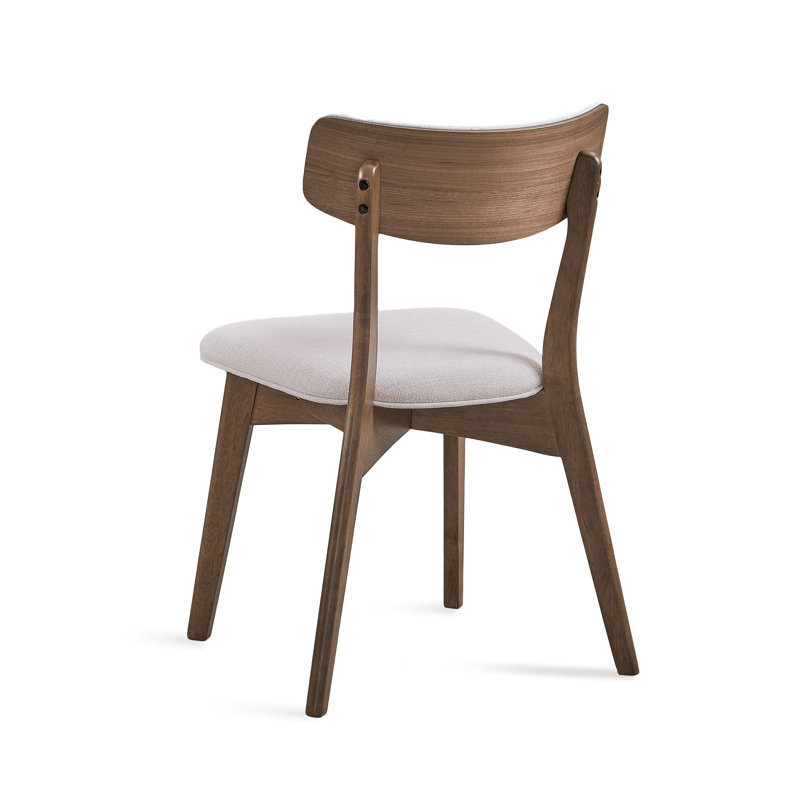 Hoopes 18.75'' H Upholstered Side Chair, Natural Walnut, Light Beige