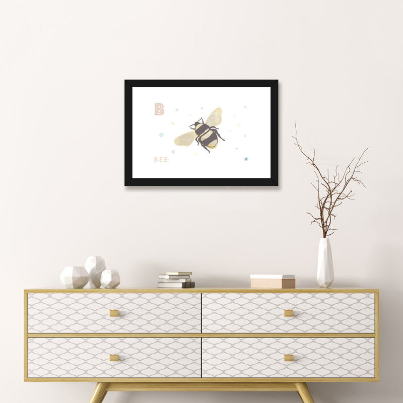 «B Is for Bee» - impression, Blanc, H 16 po x l 24 po x P 1 po, Papier encadré noir