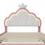Velvet Crown Bed Frame with Pink Upholstery and Headboard-1826433688