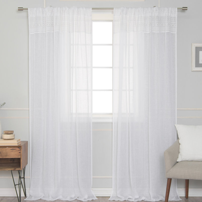 Silvestre Linen Sheer Single Curtain Panel, White