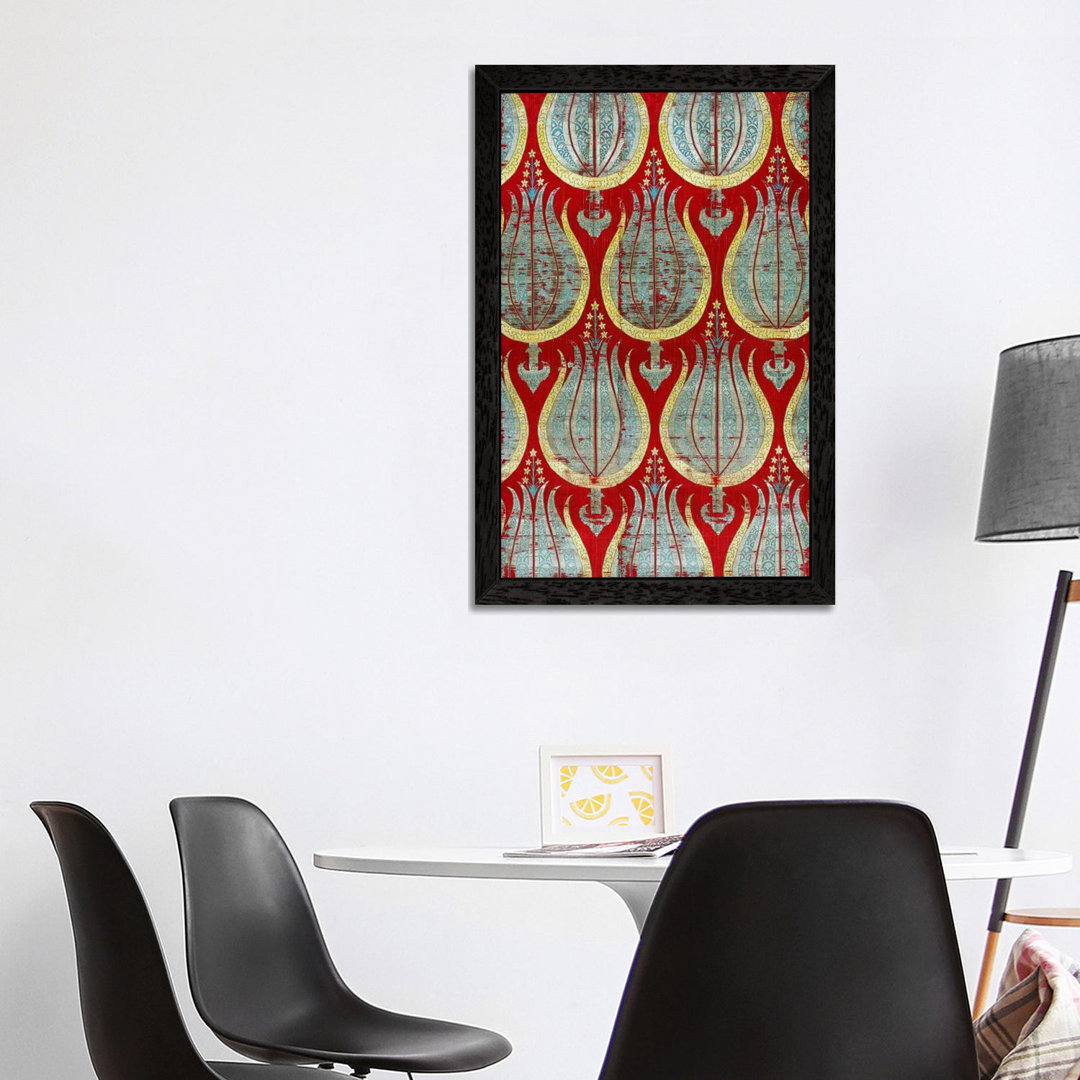Ottoman Tulips, Silk & Silver Lamella Textile - Print on Canvas