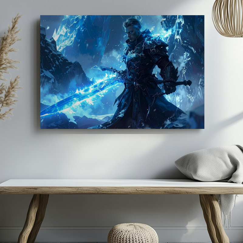 Toile Ice Warrior avec lueur de l'épée Canvaspowerful, H 30 po x l 30 po