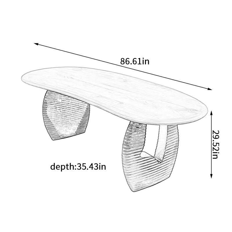 Bureau en frêne durable intéressant et conçu, H 29,52 po x l 86,61 po x P 35,43 po