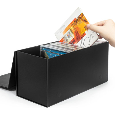 CD Storage Box, DVD Storage Box- Durable Disc Holders with Lids, Store up to 30 CDs- Black 1 PACK