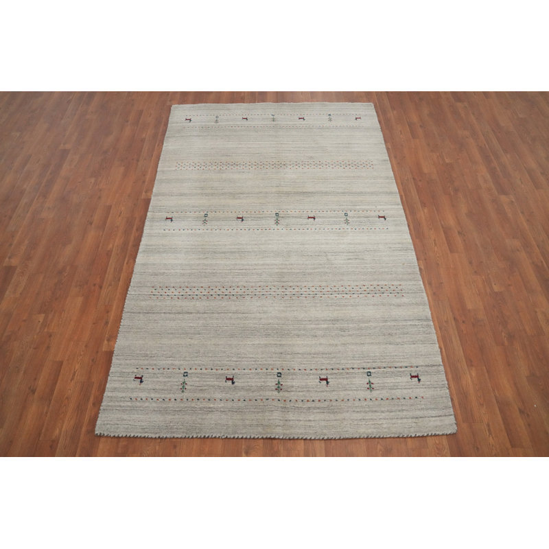 Tapis élégant de style Gabbeh minimaliste 5 x 8 avec des motifs géométriques subtils