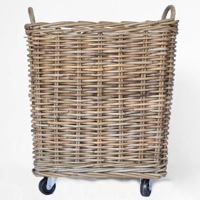 Rattan Basket on Wheels Extra Large