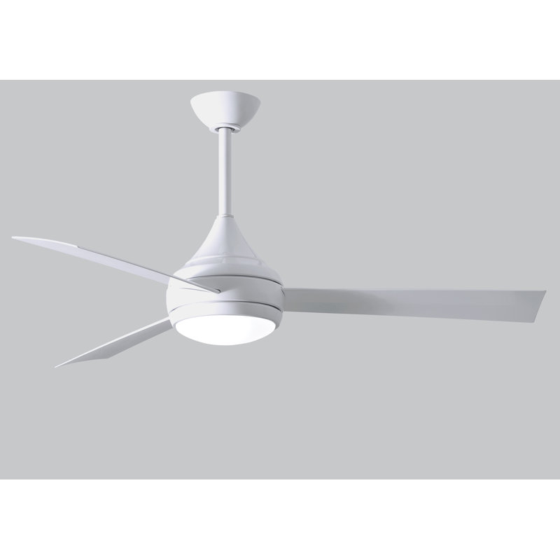 Donaire LED Outdoor Downrod Ceiling Fan, Gloss White, Gloss White