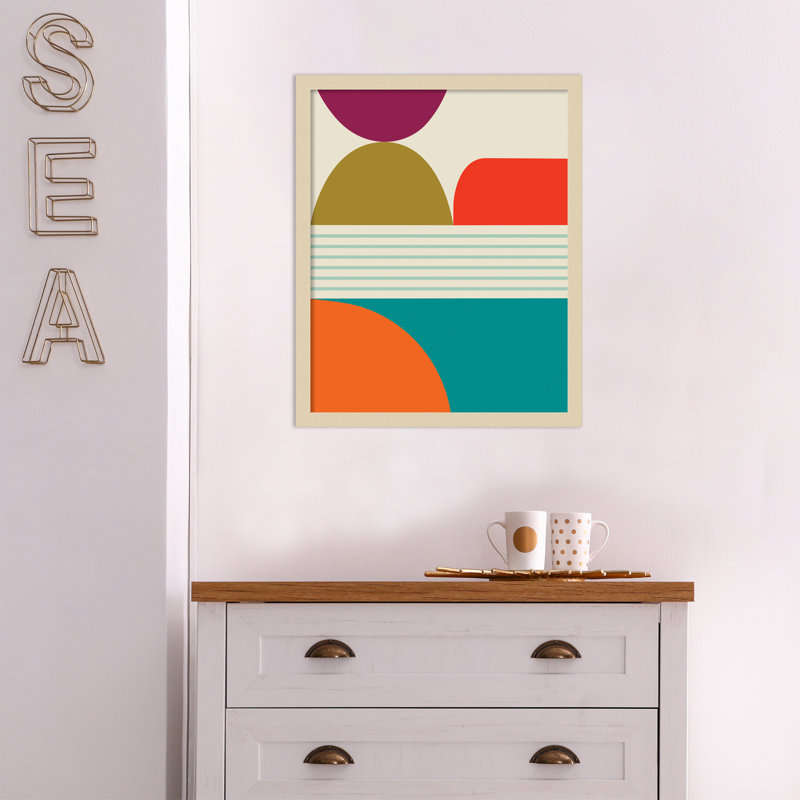 «Mid Century Modern Pattern 1» par Rachel Lee, reproduction d'art encadrée, Brun, H 21 po x l 17 po