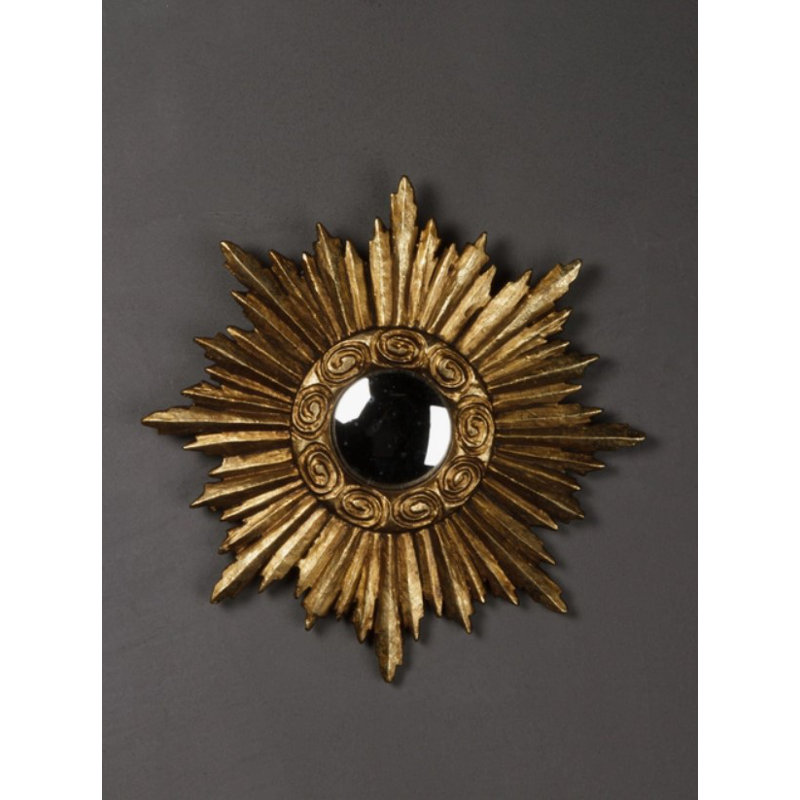 Reyniel Sunburst Mini Dramatic Gold Mirror Round Small Wall Mirror