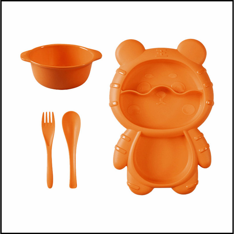 Ensemble d'assiettes plates en forme d'ours, Orange