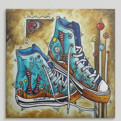 Reproduction d’art sur toile, "attention to learn not chaussures" par megan duncanson, H 35 po x l 35 po x P 1,5 po, Toile