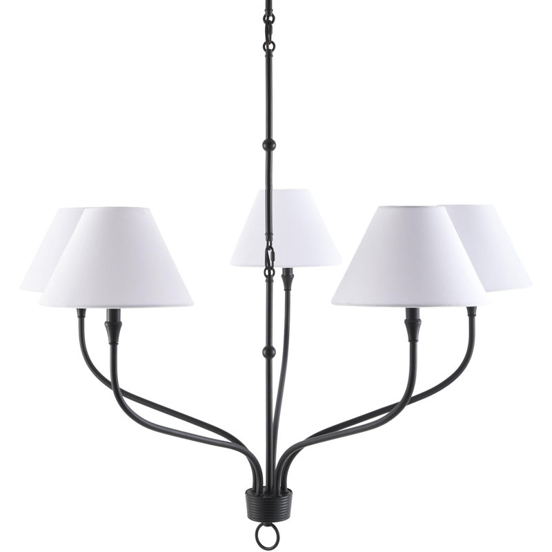 Le lustre Johanna, H 23 po x l 40 po x P 40 po, Noir mat, 5 lumières