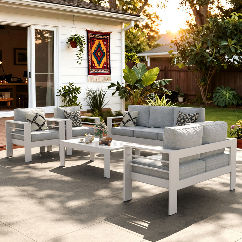 Metal Outdoor Lounge Chair, White