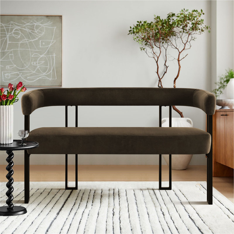 Banc de vestibule / salon 49 po, Velours brun