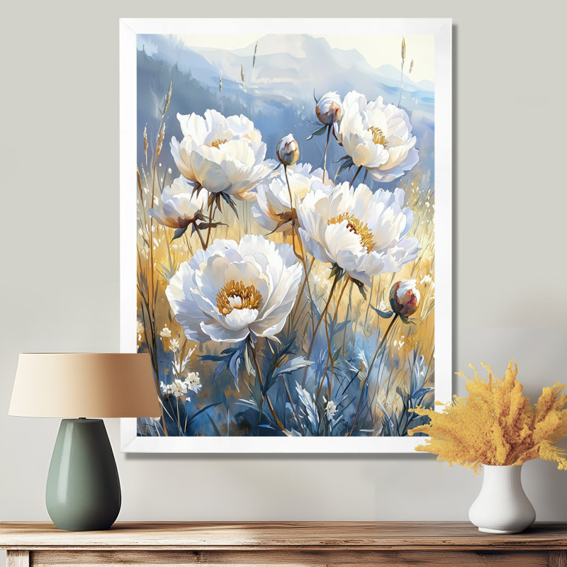 Bartram - Floral Wall Art, H 44 po x l 34 po, Reproduction encadrée d'une seule photo, Blanc