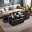 Table basse extensible avec finition ultrabrillante, 2 espaces de rangement cachés, 2 tiroirs et bords contrastants-460879317
