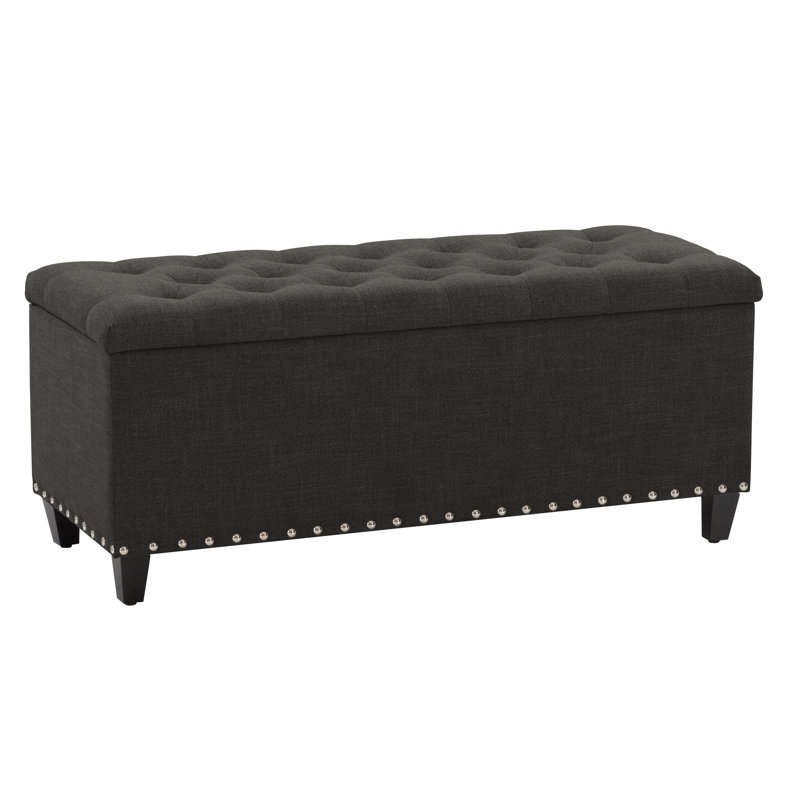 Thane Polyester Upholstered Storage Bench, Light Gray