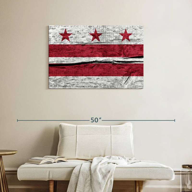 Drapeau Borges Wood Style Washington DC, H 24 po x l 36 po
