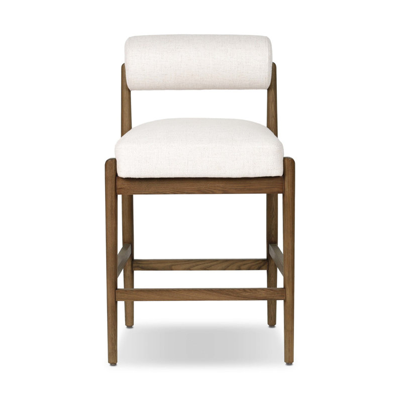 Barrau Upholstered Stool with Solid Wood Frame, Counter Stool (27" Seat Height), Dover Crescent