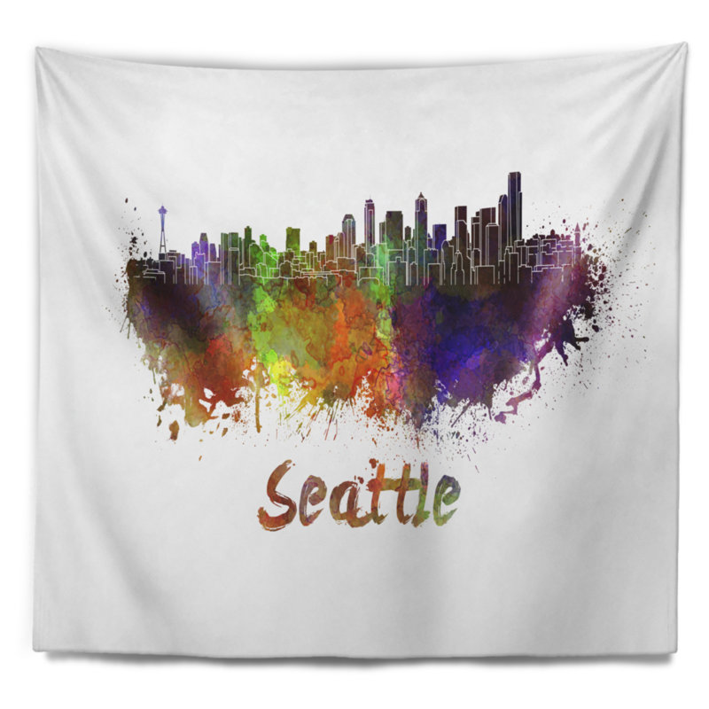 Seattle skyline tapisserie Cityscape, H 32 po x l 39 po