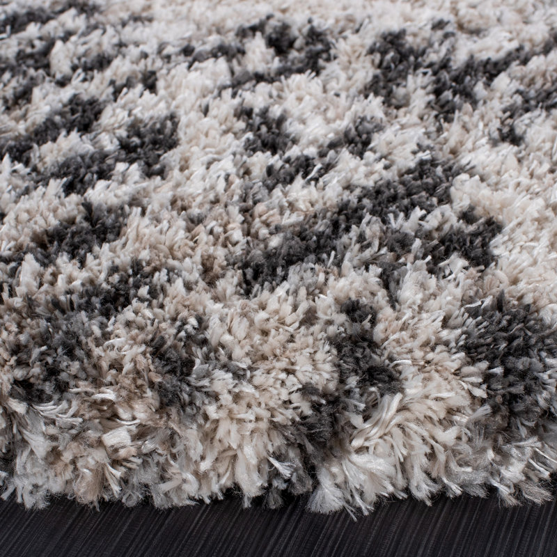 Cockrell Geometric Cream/Grey Area Rug, Rectangle 9' x 12'