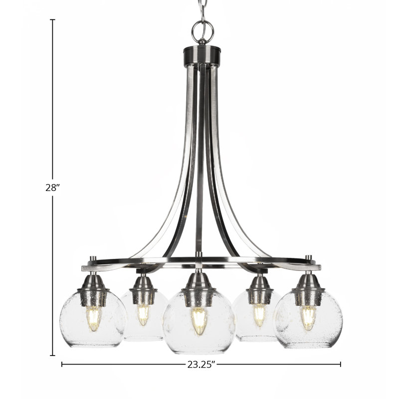 Lustre 5 lumières Achen, Nickel brossé