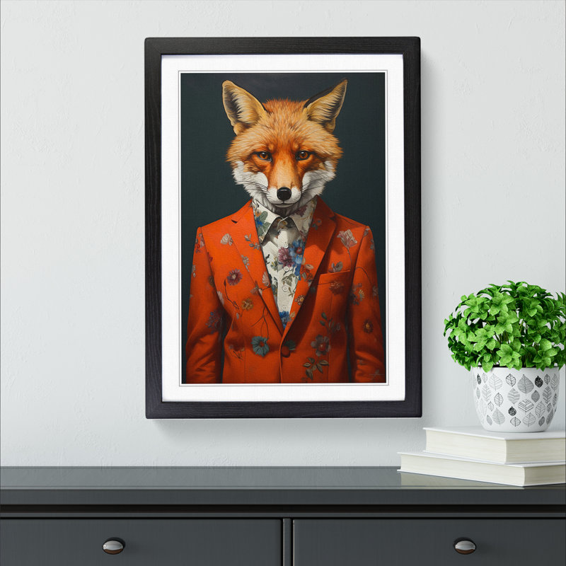 Fox Contemporary - Framed Print, Black, 46cm H x 34cm W x 2cm D