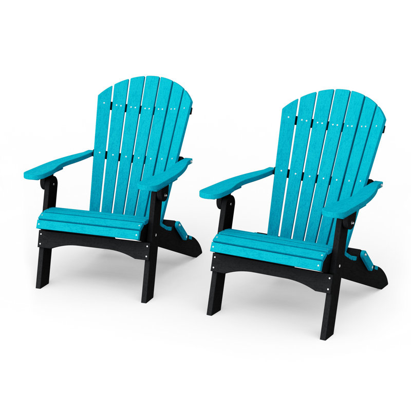 Ensemble de 2 chaises pliantes Heritage Adirondack, Bleu Aruba / noir