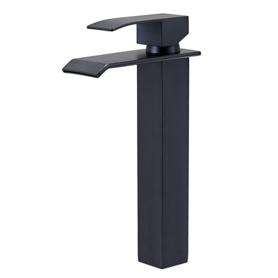 Matte Black Vessel Sink Faucet, Tall Waterfall Bathroom Faucet For Sink Bowl, Single Handle One Hole Bathroom Mixer Tap Lavatory Vanity Faucet