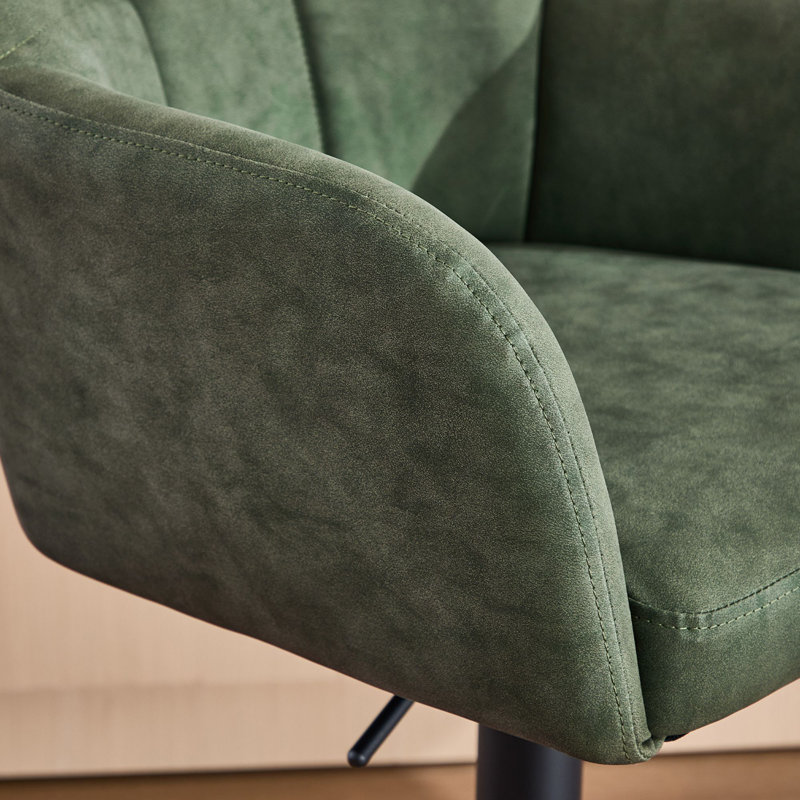 Upholstered Counter Height Stool, 360 Degree Swivel Bar Stool with Arms, Cinerous