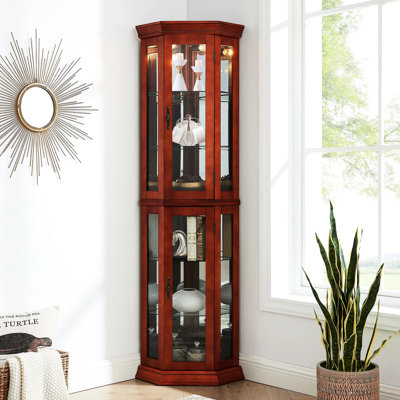 Armoire lumineuse gracieuse en verre trempé, tablettes réglables, décorations de présentation