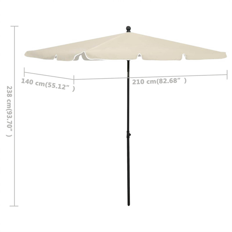 Jaxxon 210 cm W X 140 cm D Rectangular Market Parasol with Crank Lift, Cream