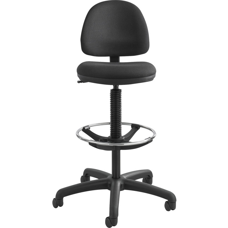 Precision Extended Height Drafting Chair, Polyester Black