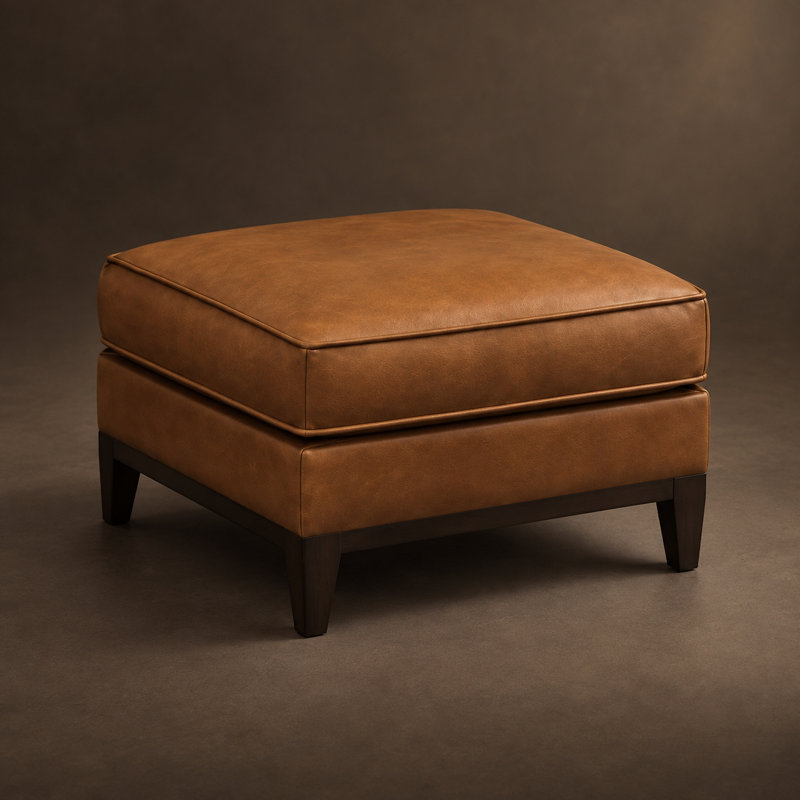 Repose-pieds rectangulaire de largeur en cuir véritable de 26 po Lowry
