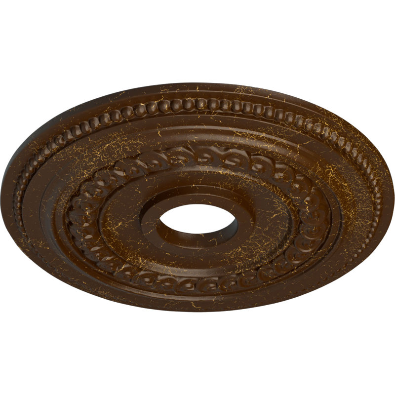 Médaillon de plafond Endurathane Granada, DE 18 po x P 3 1/2 po x P 2 1/2 po (convient aux auvents jusqu'à 6 5/8 po), fini craquelé Americana peint à la main