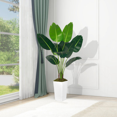  Arbre de 49 po en forme de feuille de bananier en pot 49 po, décoré contre les rayons UV pour la décoration intérieure (ensemble de 2)