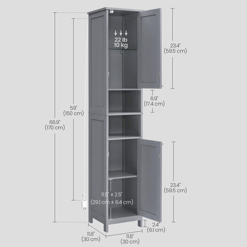 Grande armoire de salle de bain avec lumières, Gris