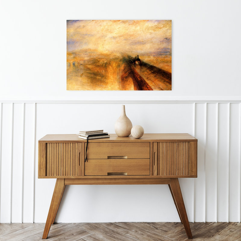 «Rain, Steam & Speed», 1844, reproduction d'art contemporain classique de paysage coucher de soleil, H 16 po x l 24 po