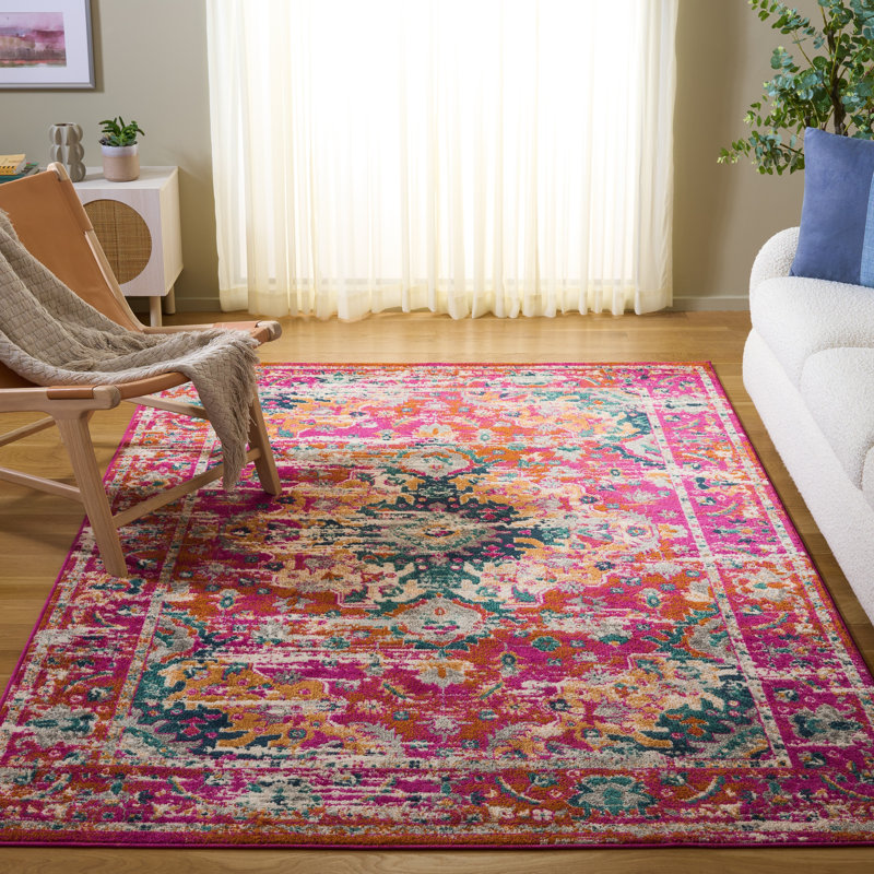 Tapis Felty 154 fuchsia / doré, Rectangle 6 pi x 9 pi