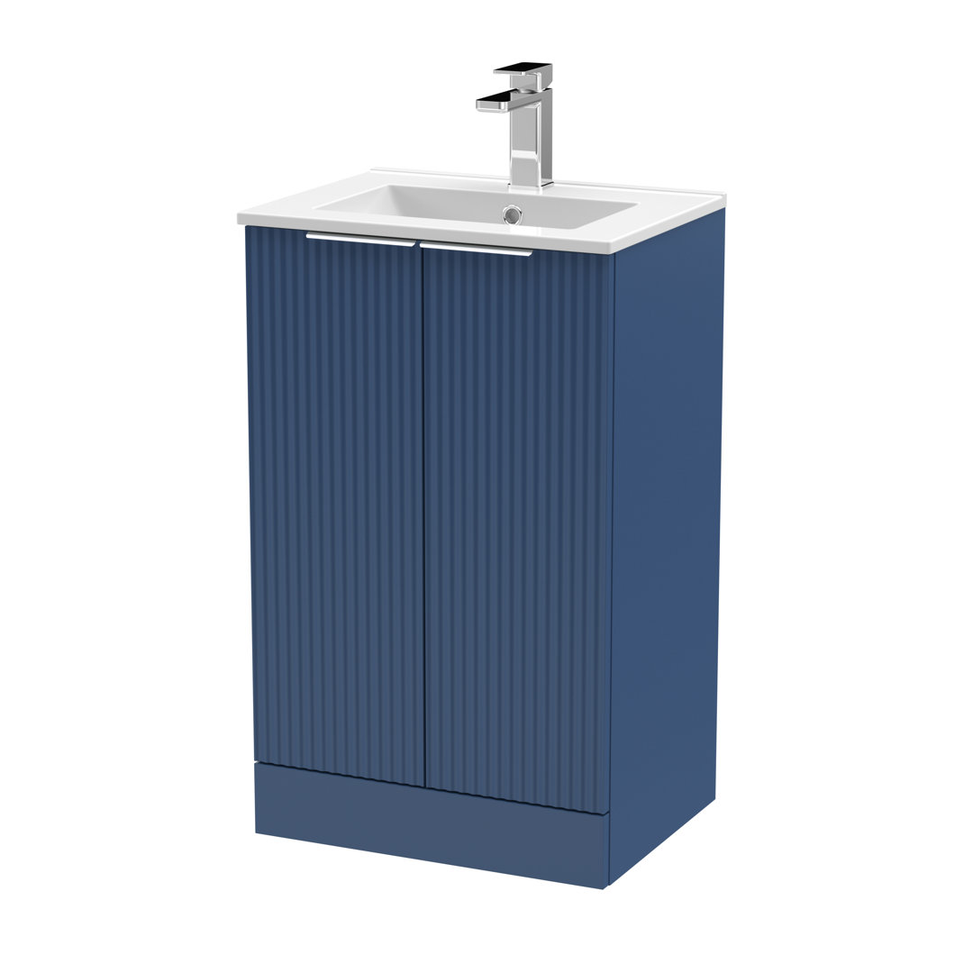 Fluted Single Bathroom Vanity with Drop In Vitreous China Basin