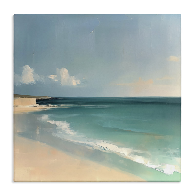 Toile abstraite Turquoise Horizons, conception par Annabelle Hall, H 17 po x l 17 po