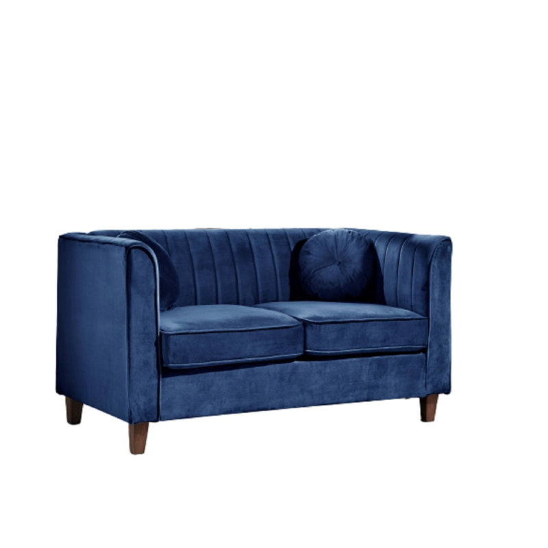Causeuse en velours 57 po Gwendy, Velours bleu foncé